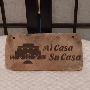 Stone 'Mi Casa Su Casa' Plaque - Natural Brown